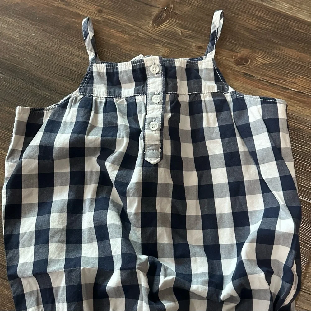 Baby GAP navy and white gingham checkered summer romper toddler girls 5